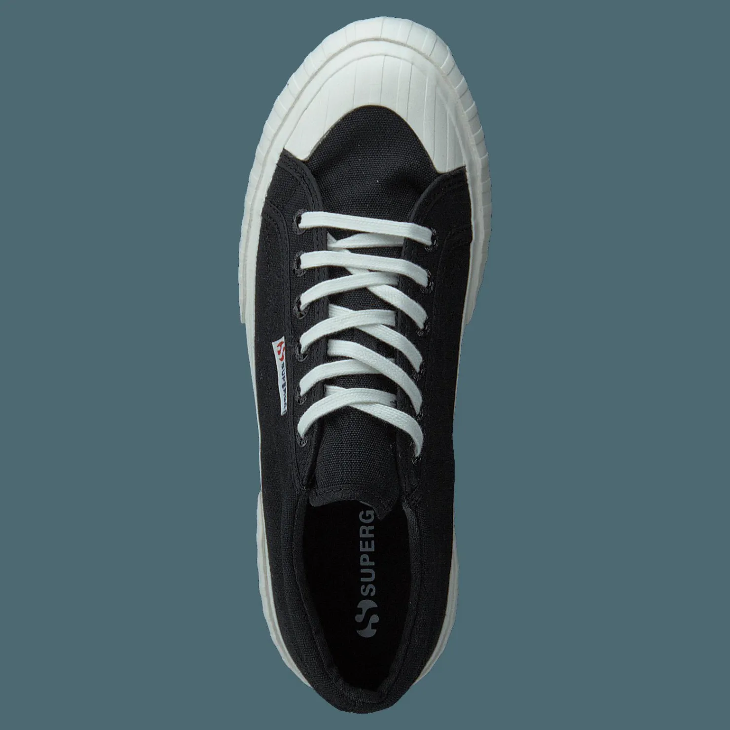 Superga 2631 Stripe Platform Blk-wht Avorio Svart Discount