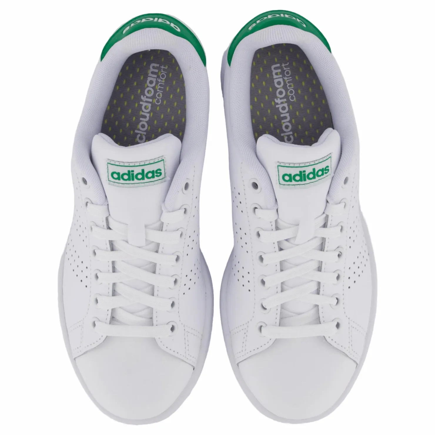 adidas Advantage Shoes Cloud White / Cloud White / Green Vit Clearance