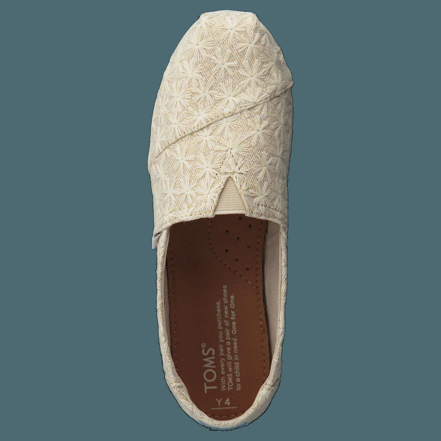 Toms Alpargata Youth Natural Daisy Metallic Beige