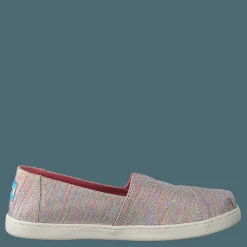 Toms Alpargata Youth Pink Multi Twill Glimmer Rosa och Grå Clearance