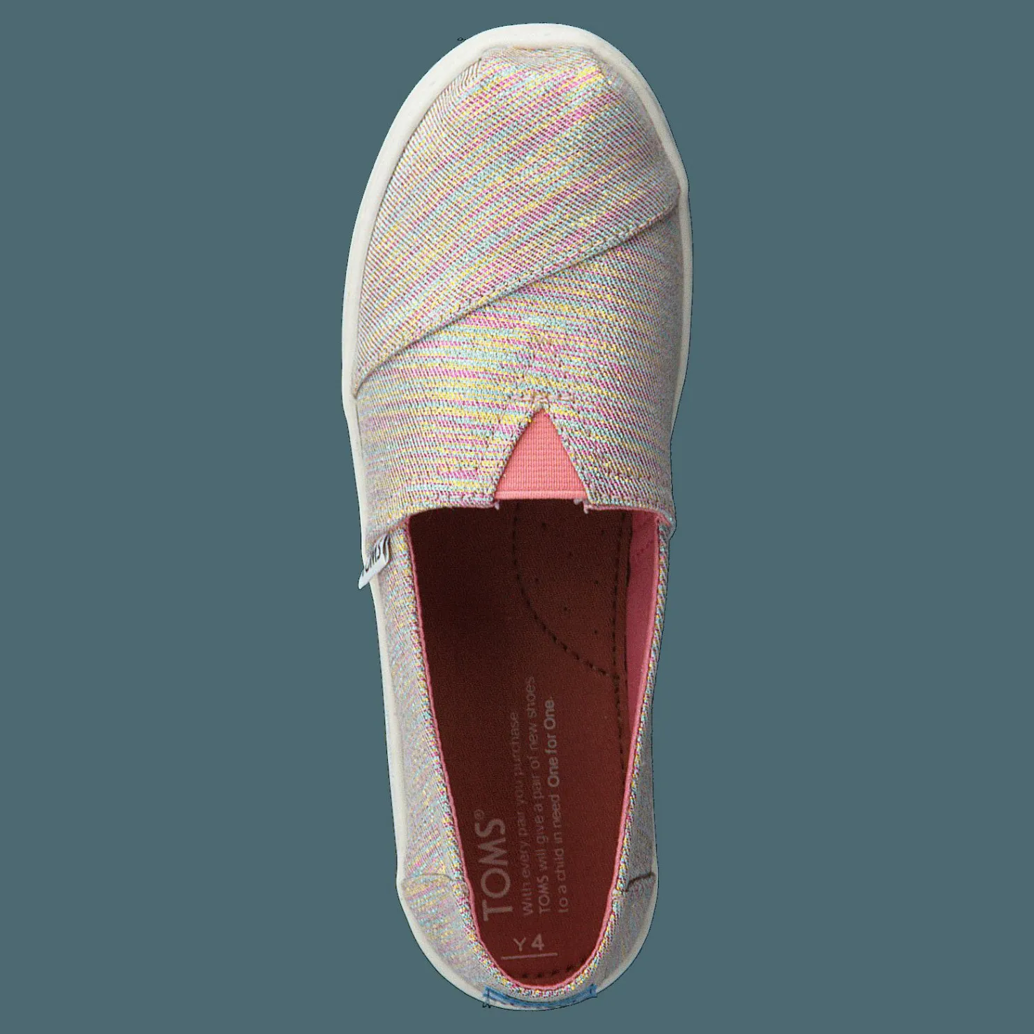 Toms Alpargata Youth Pink Multi Twill Glimmer Rosa och Grå Clearance