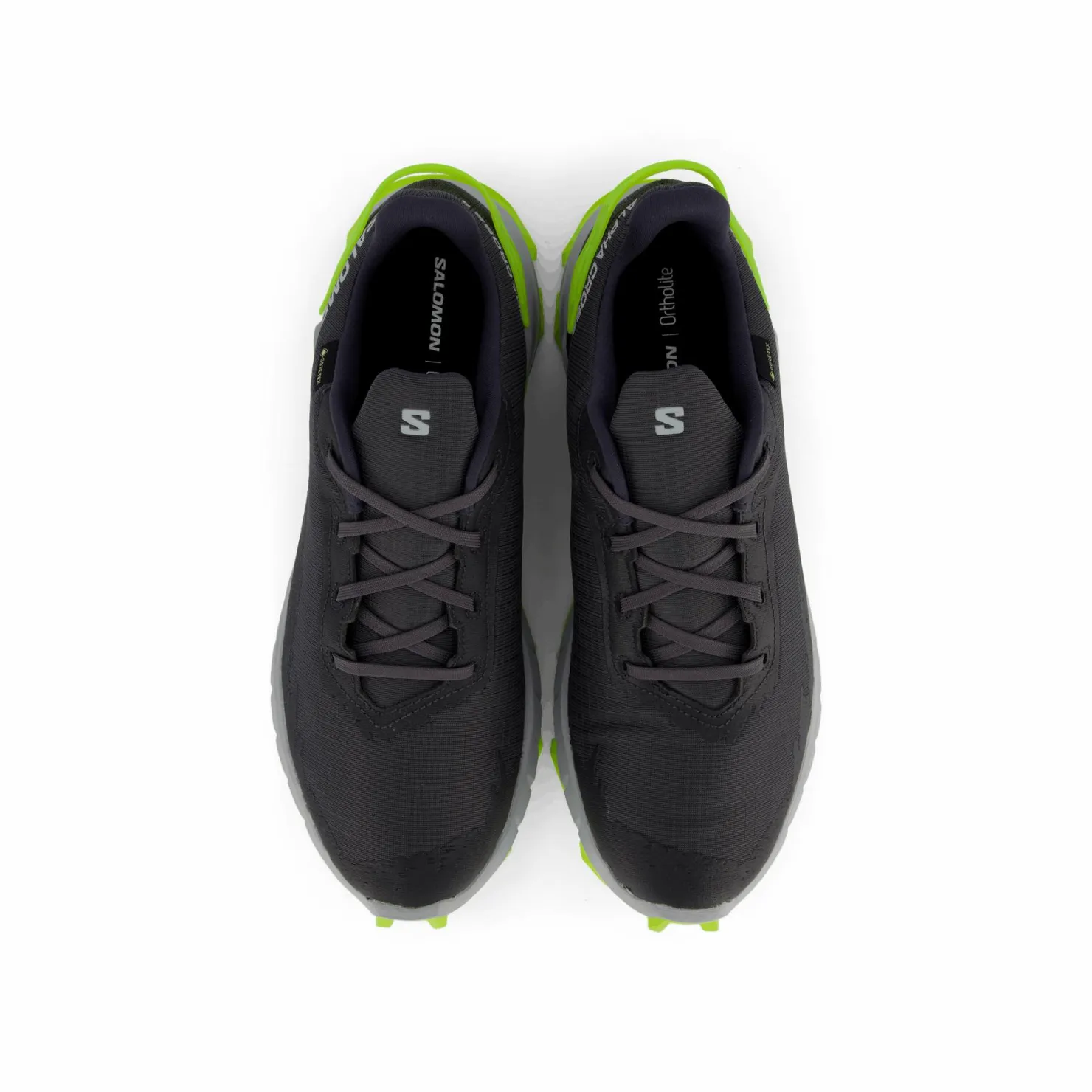 Salomon Alphacross 4 Gtx Ebony/pearl Blue/acid Lime Grå Sale