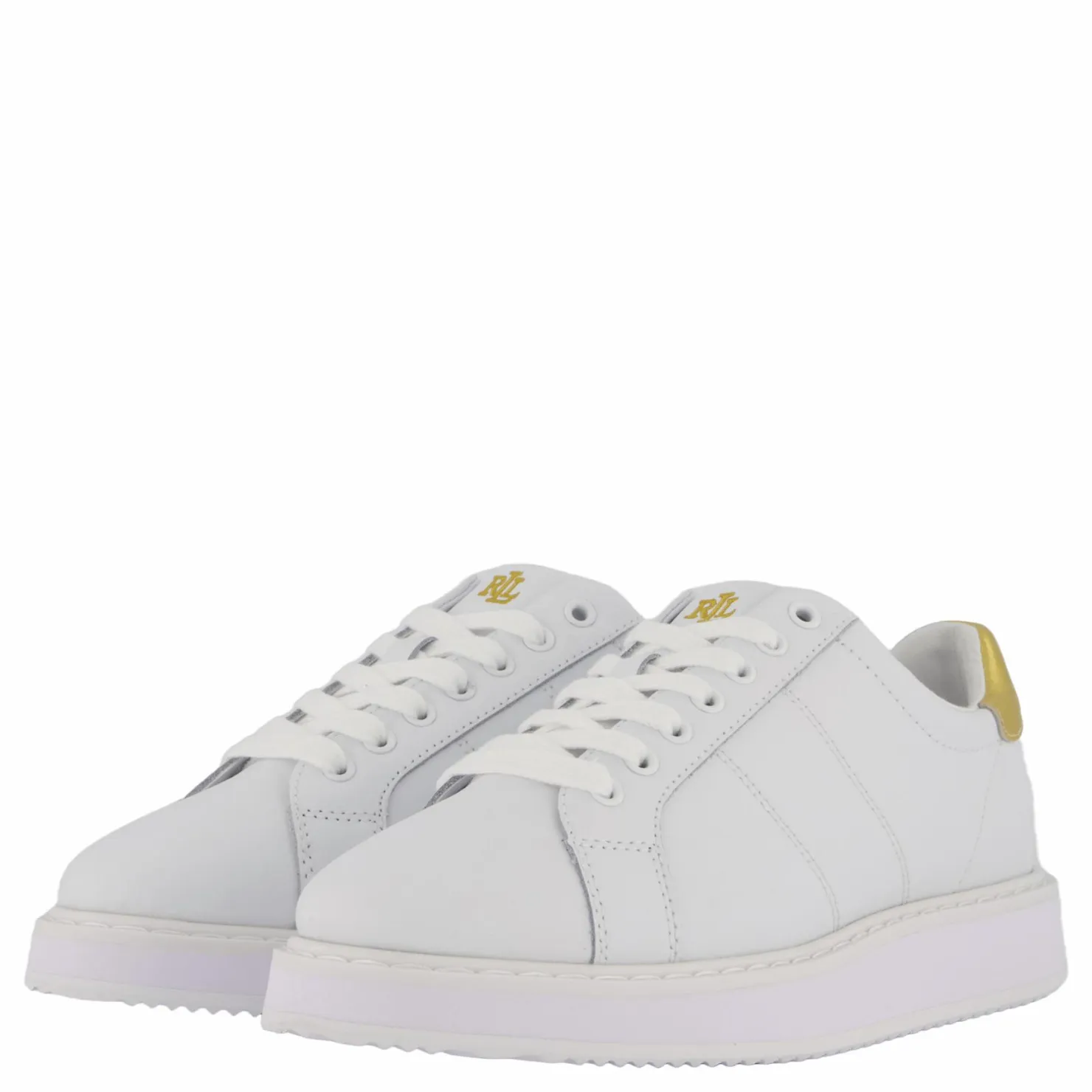 Lauren Ralph Lauren Angeline IV Action Leather Sneaker RL White / RL Gold Vit Online