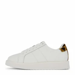Lauren Ralph Lauren Angeline IV Leather & Haircalf Trainer Snow White/Chestnut Brown Vit