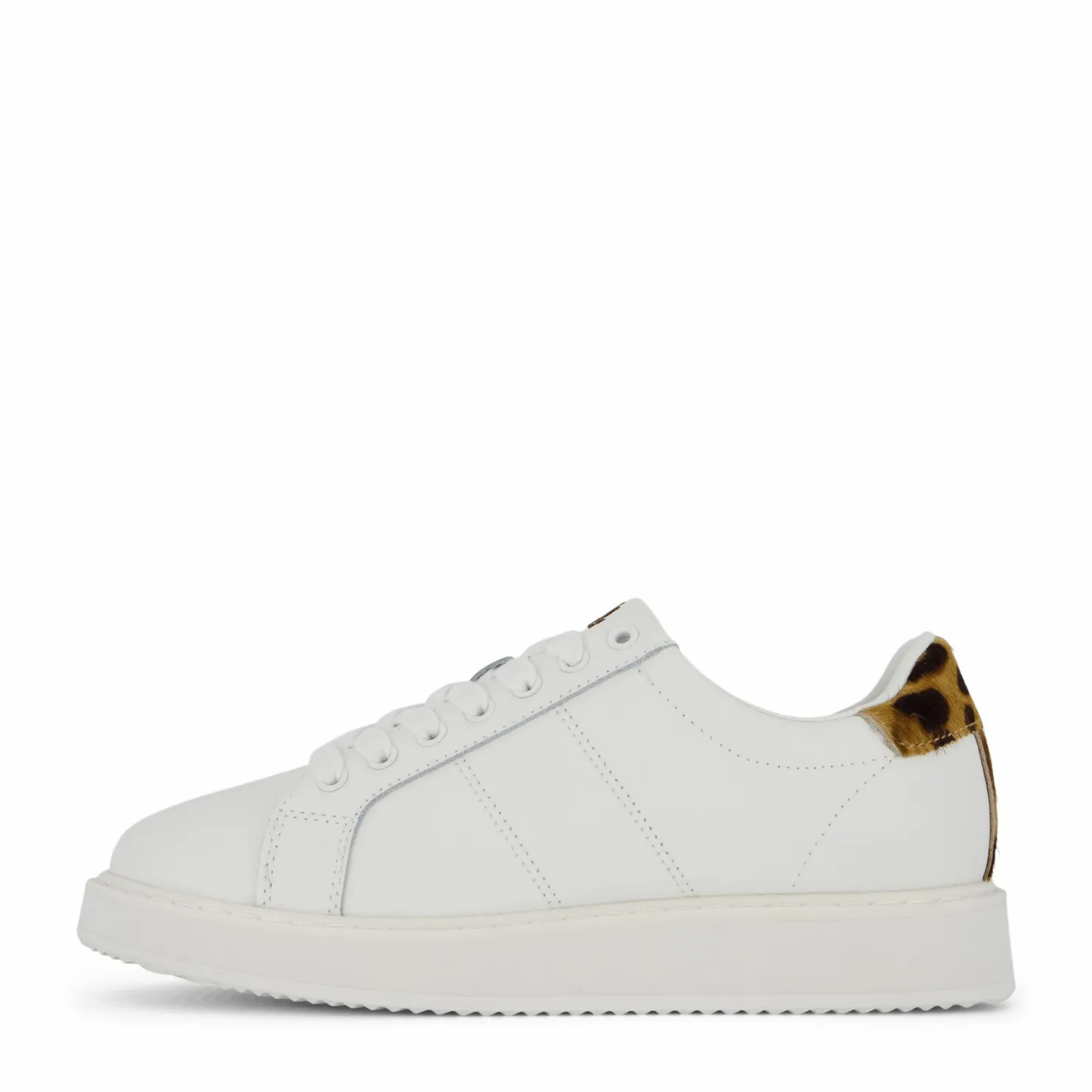 Lauren Ralph Lauren Angeline IV Leather & Haircalf Trainer Snow White/Chestnut Brown Vit