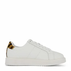 Lauren Ralph Lauren Angeline IV Leather & Haircalf Trainer Snow White/Chestnut Brown Vit