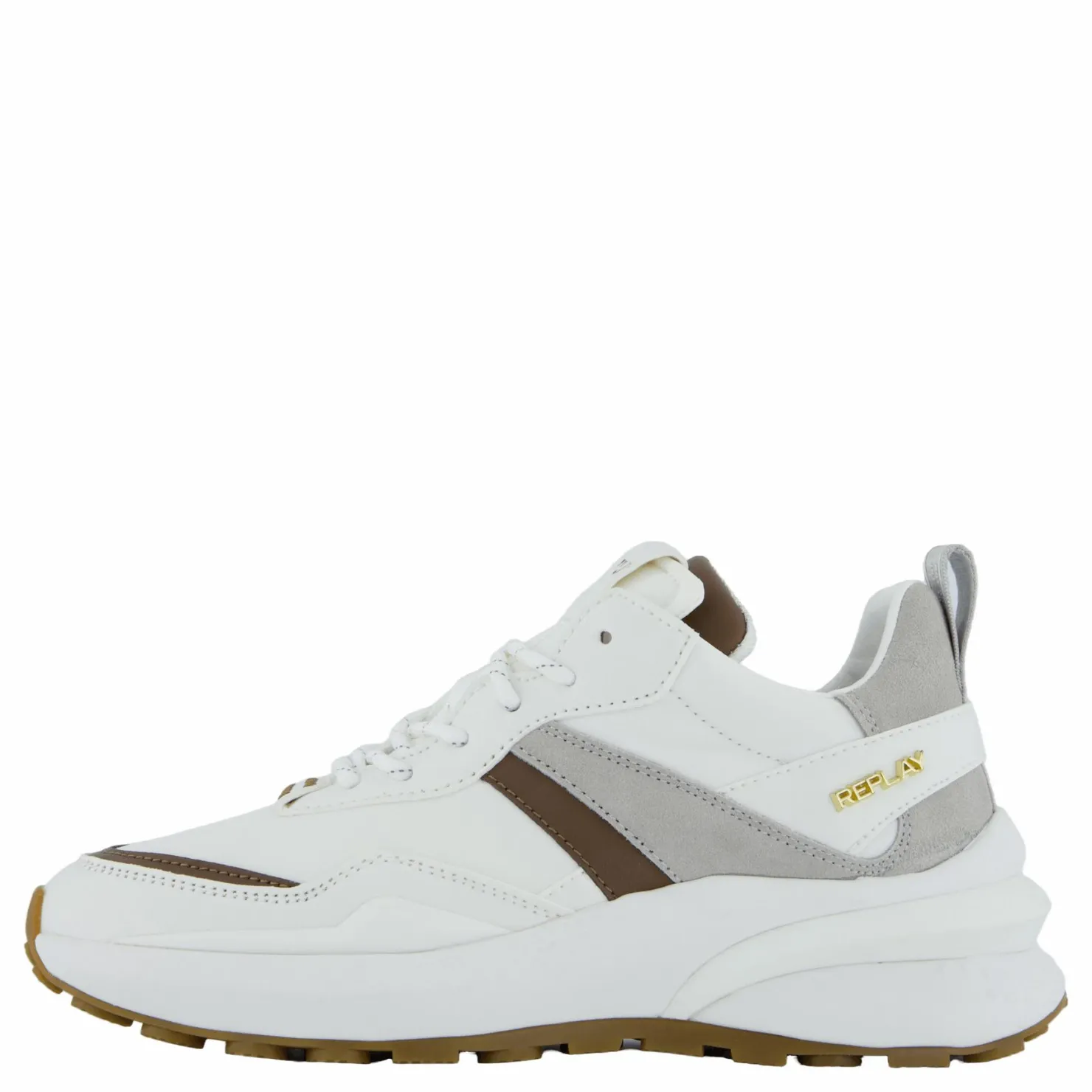 Replay Athena Run White Brown Vit Hot