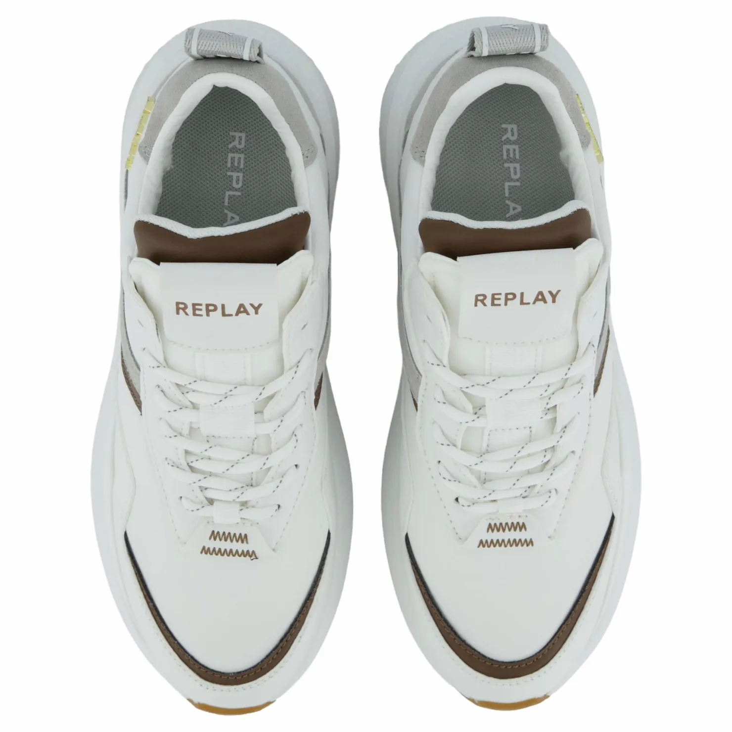 Replay Athena Run White Brown Vit Hot
