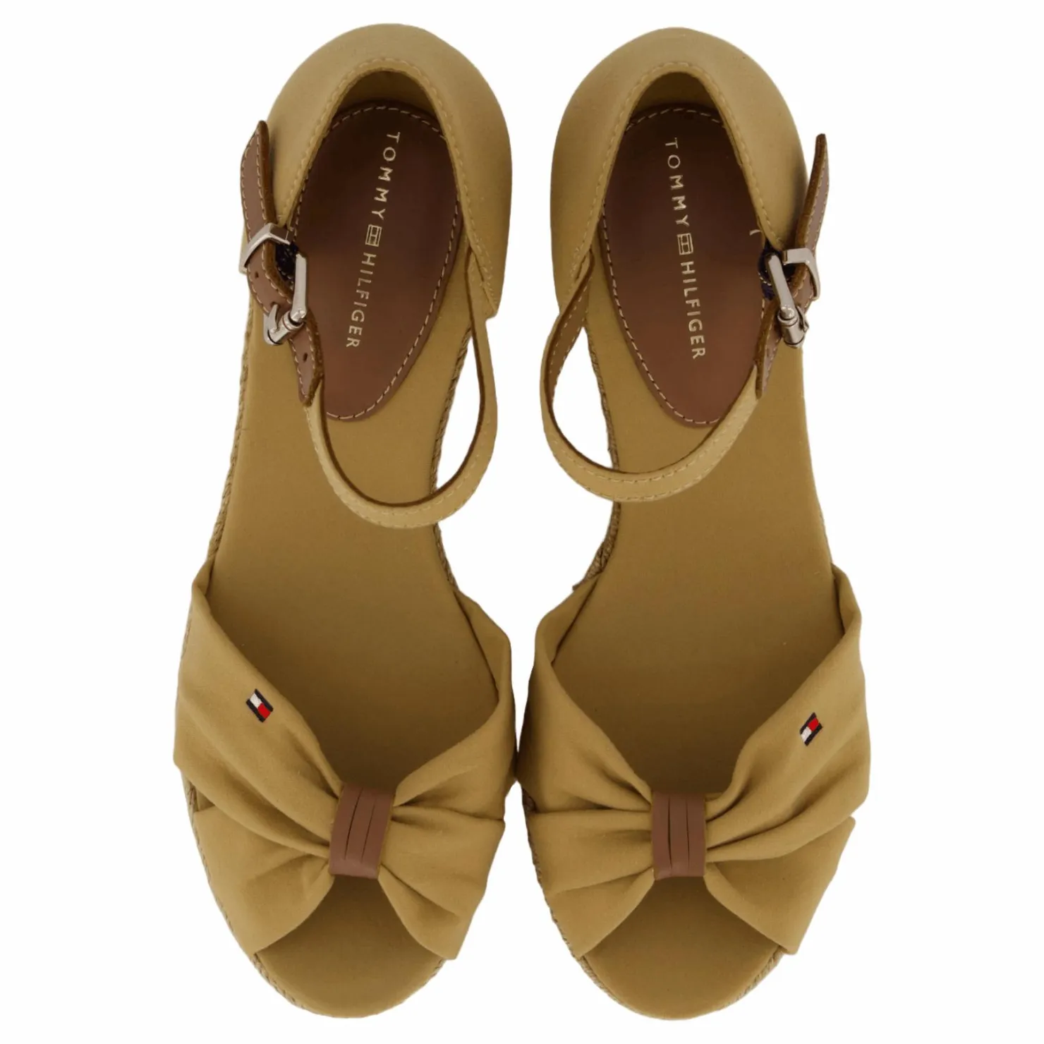 Tommy Hilfiger Basic Open Toe Mid Wedge Khaki Beige Outlet