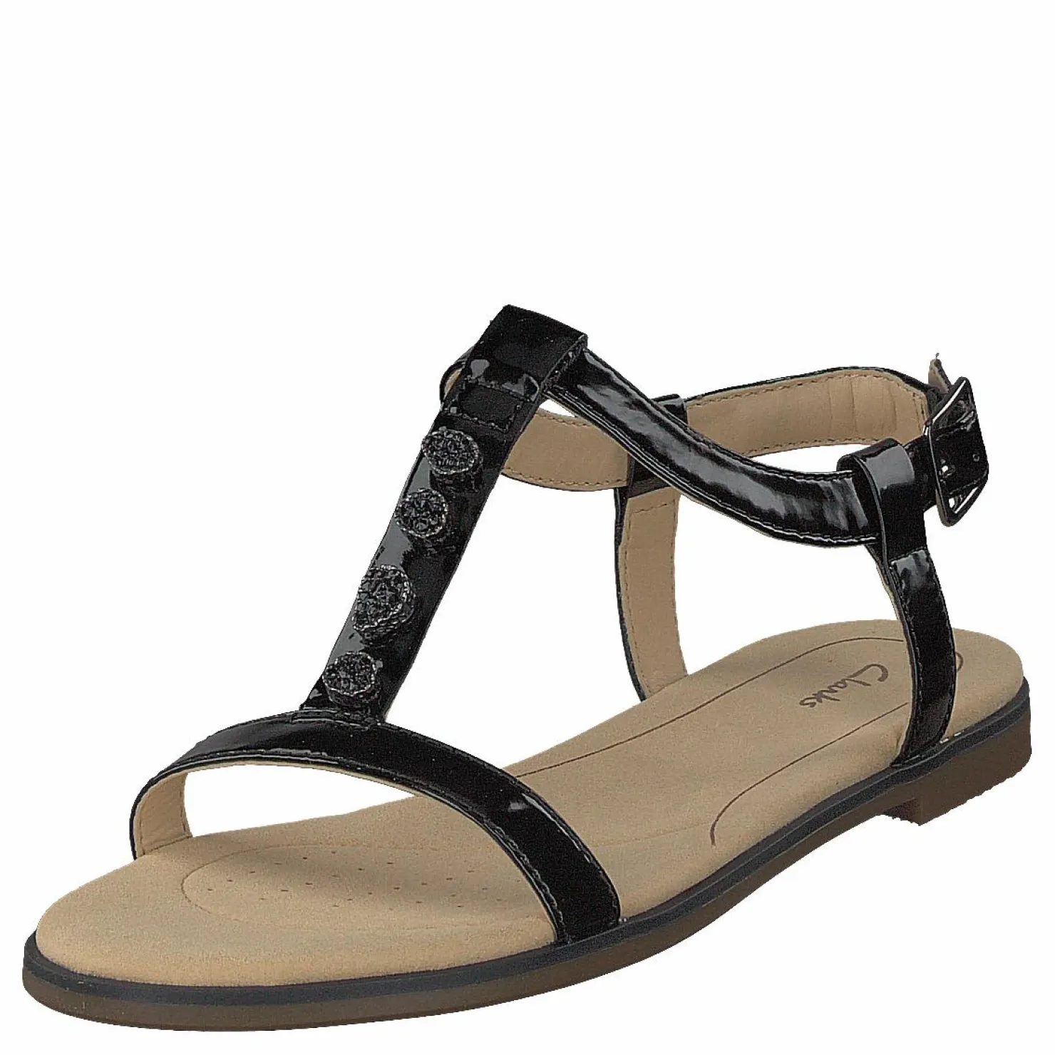 Clarks Bay Blossom Black Pat Beige New