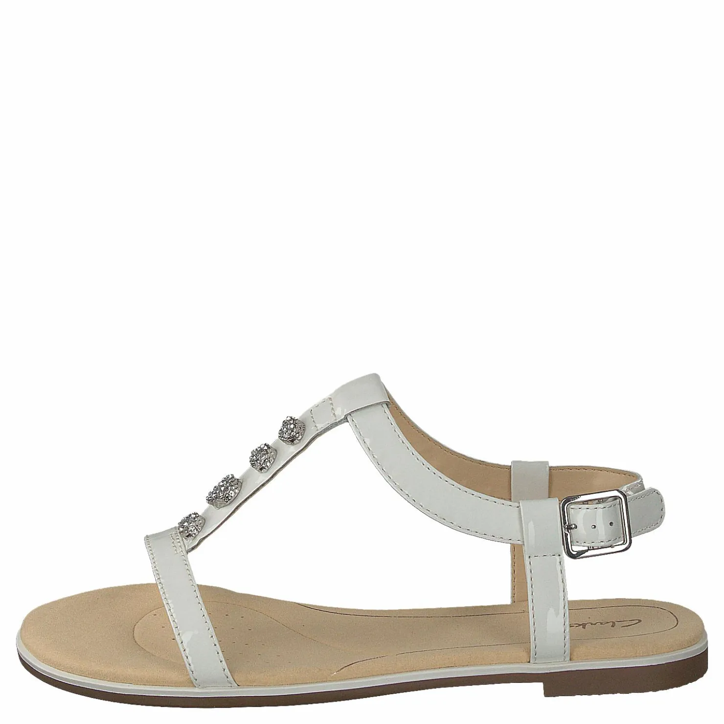 Clarks Bay Blossom White Patent Beige New