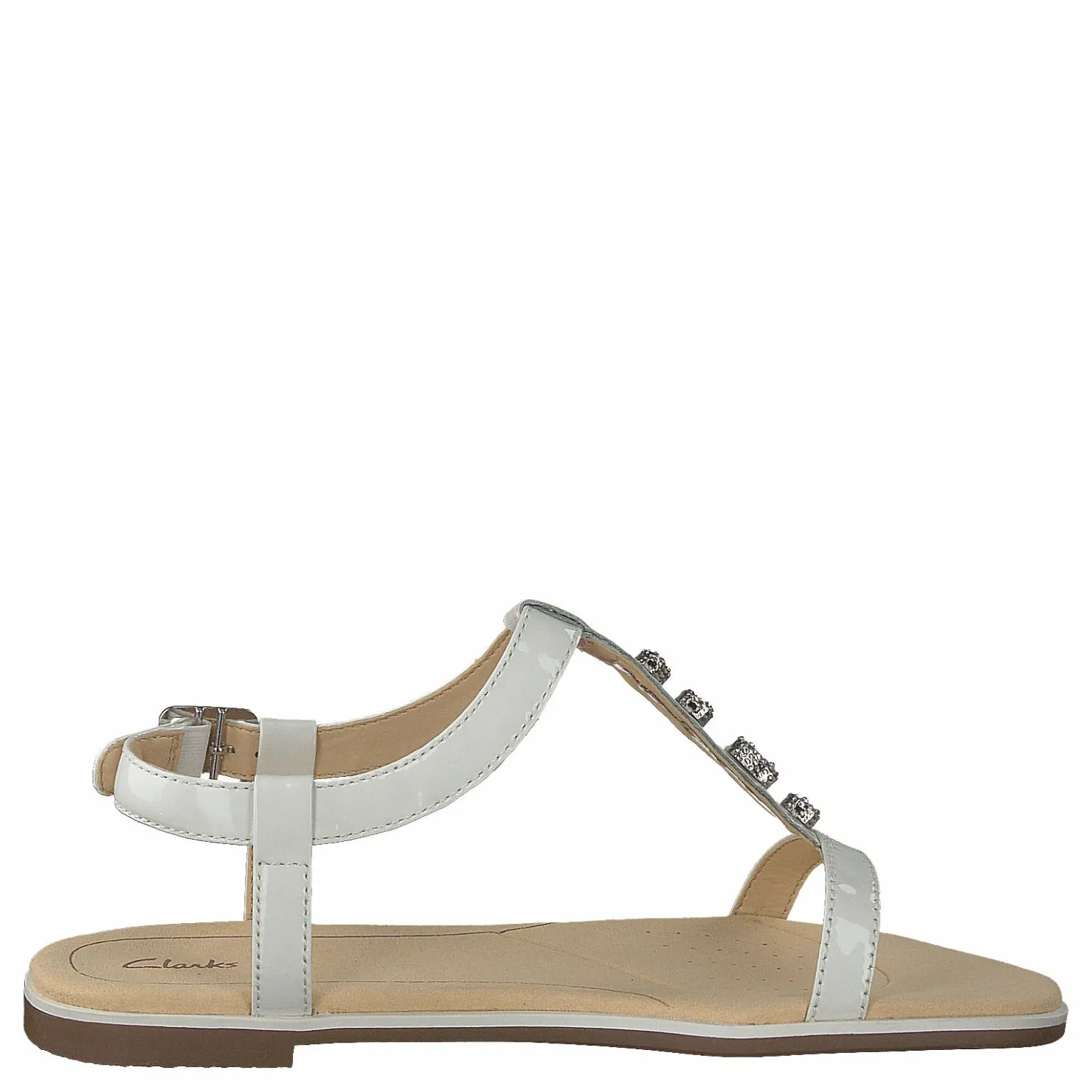 Clarks Bay Blossom White Patent Beige New