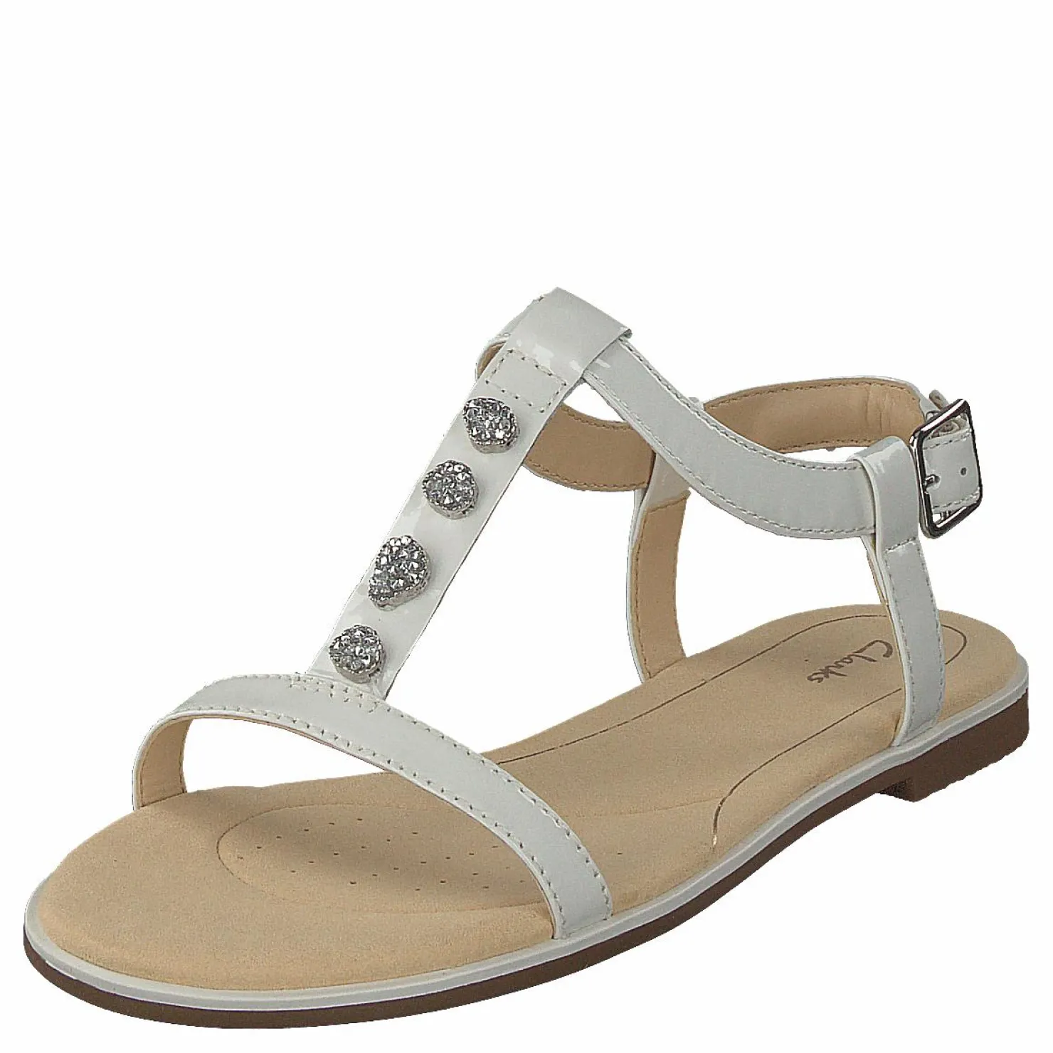 Clarks Bay Blossom White Patent Beige New