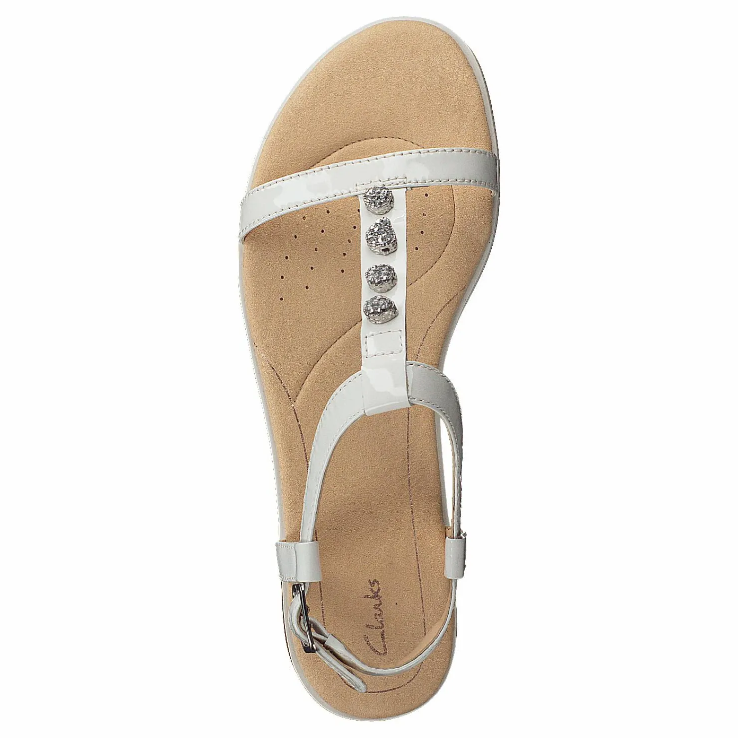 Clarks Bay Blossom White Patent Beige New