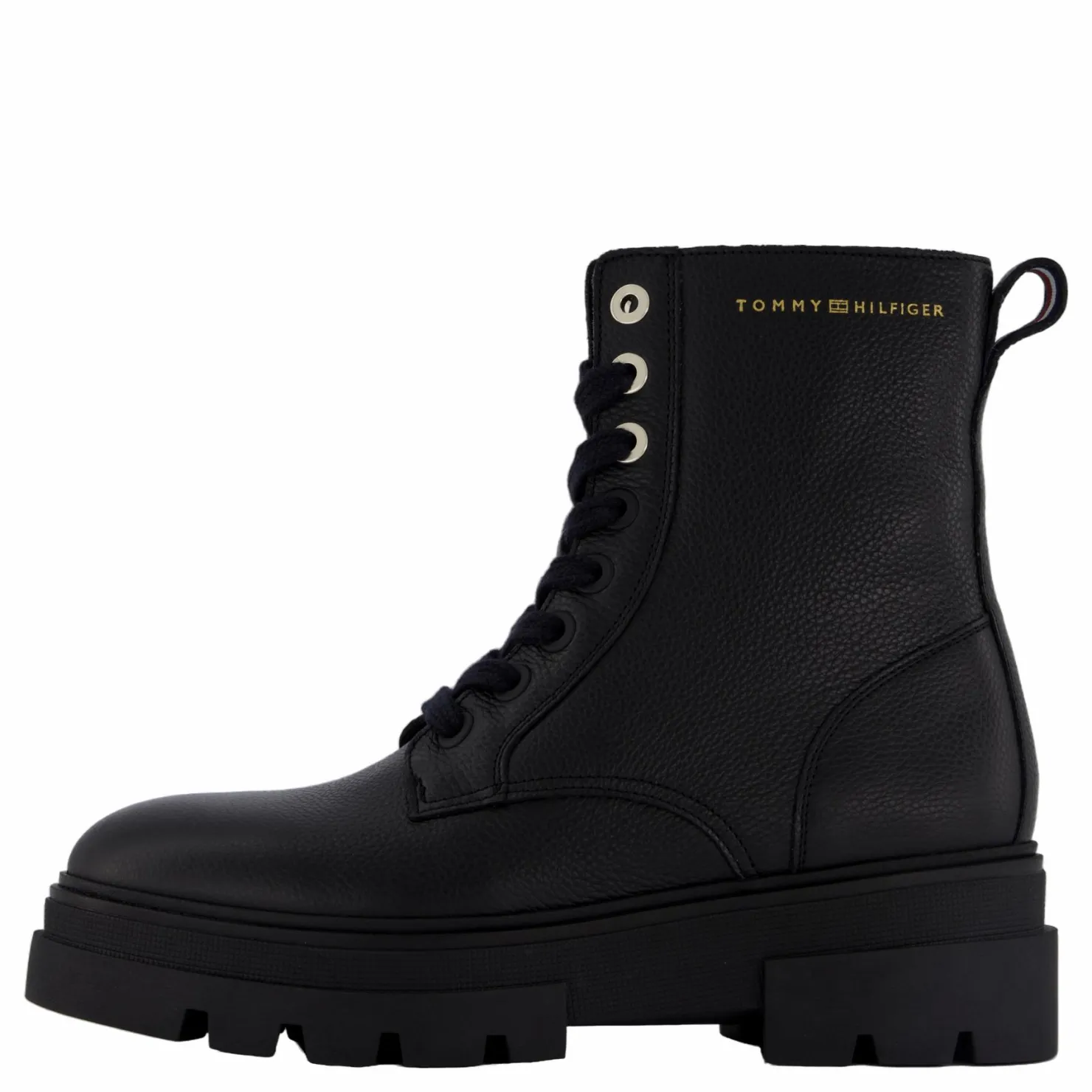 Tommy Hilfiger Bicolor Leather Lace-up Black Svart New