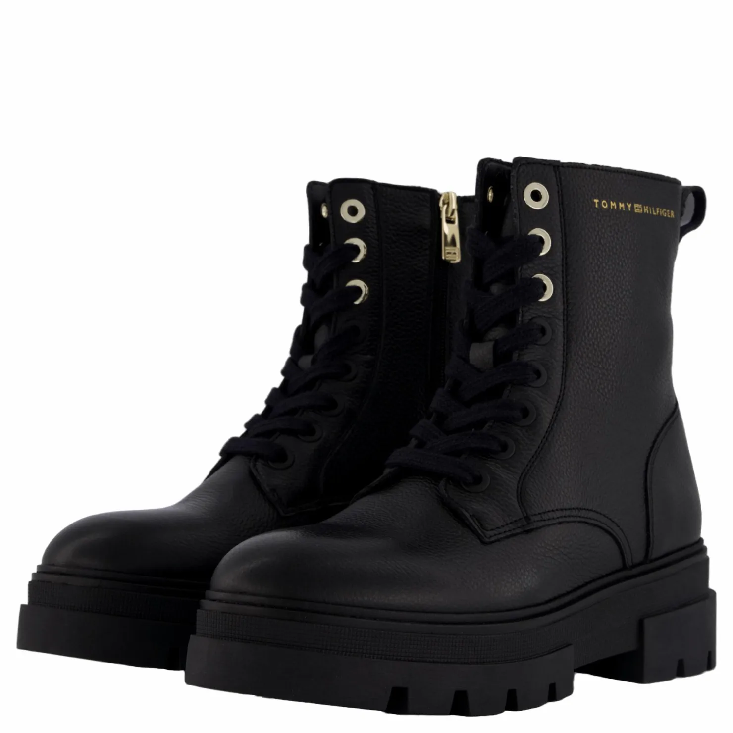 Tommy Hilfiger Bicolor Leather Lace-up Black Svart New