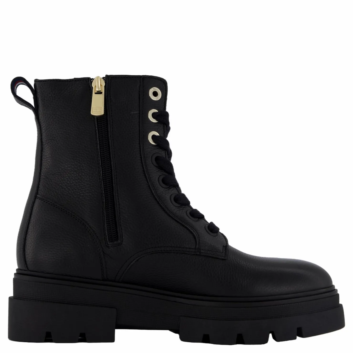 Tommy Hilfiger Bicolor Leather Lace-up Black Svart New