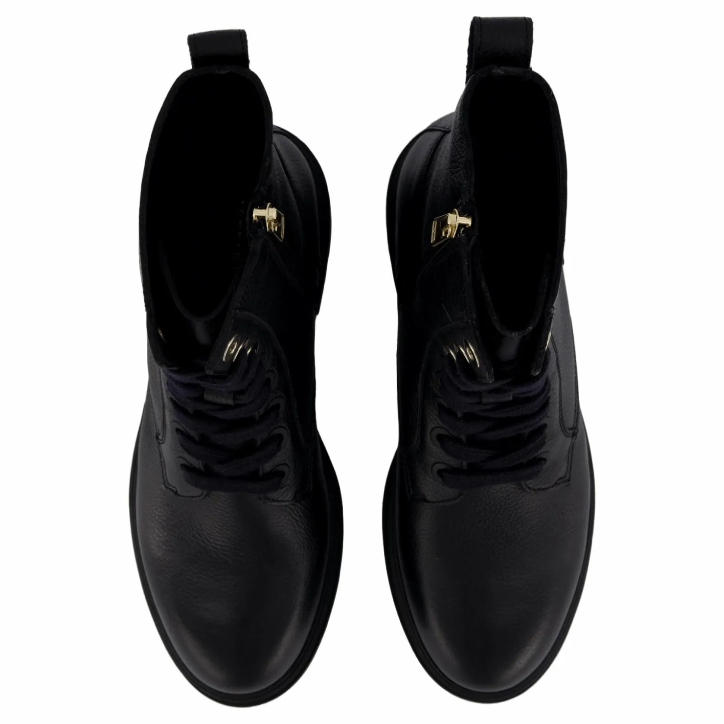 Tommy Hilfiger Bicolor Leather Lace-up Black Svart New