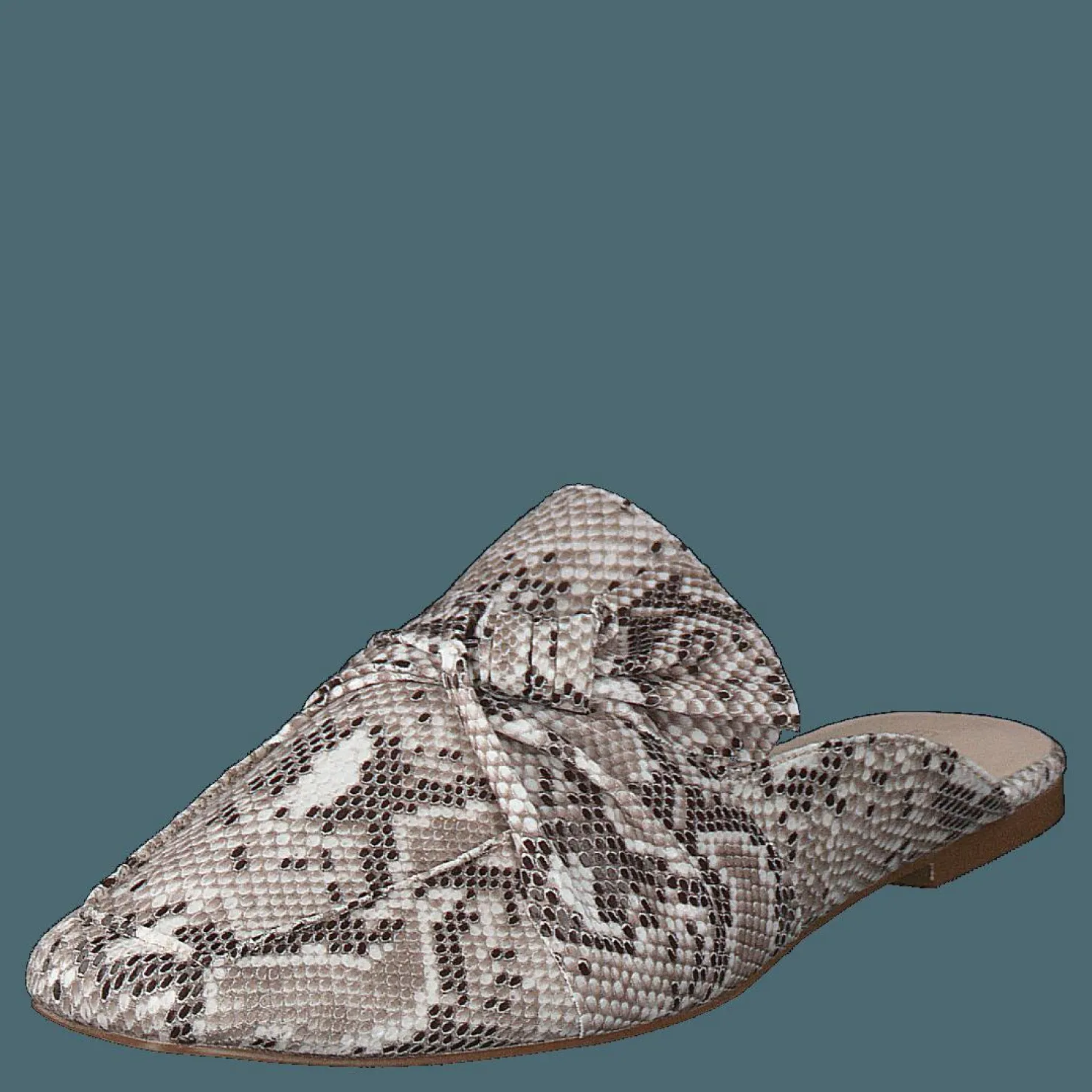 Bianco Birke Assymetric Bow Mule 610 - Snake Grå, Beige och Brun