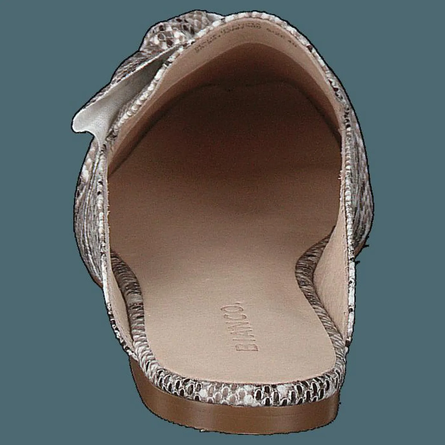 Bianco Birke Assymetric Bow Mule 610 - Snake Grå, Beige och Brun