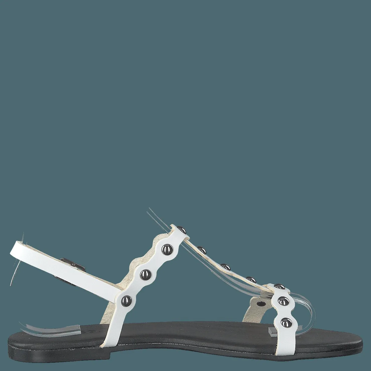 Bianco Bitt Leather Studs Sandal 800 - White Grå Clearance