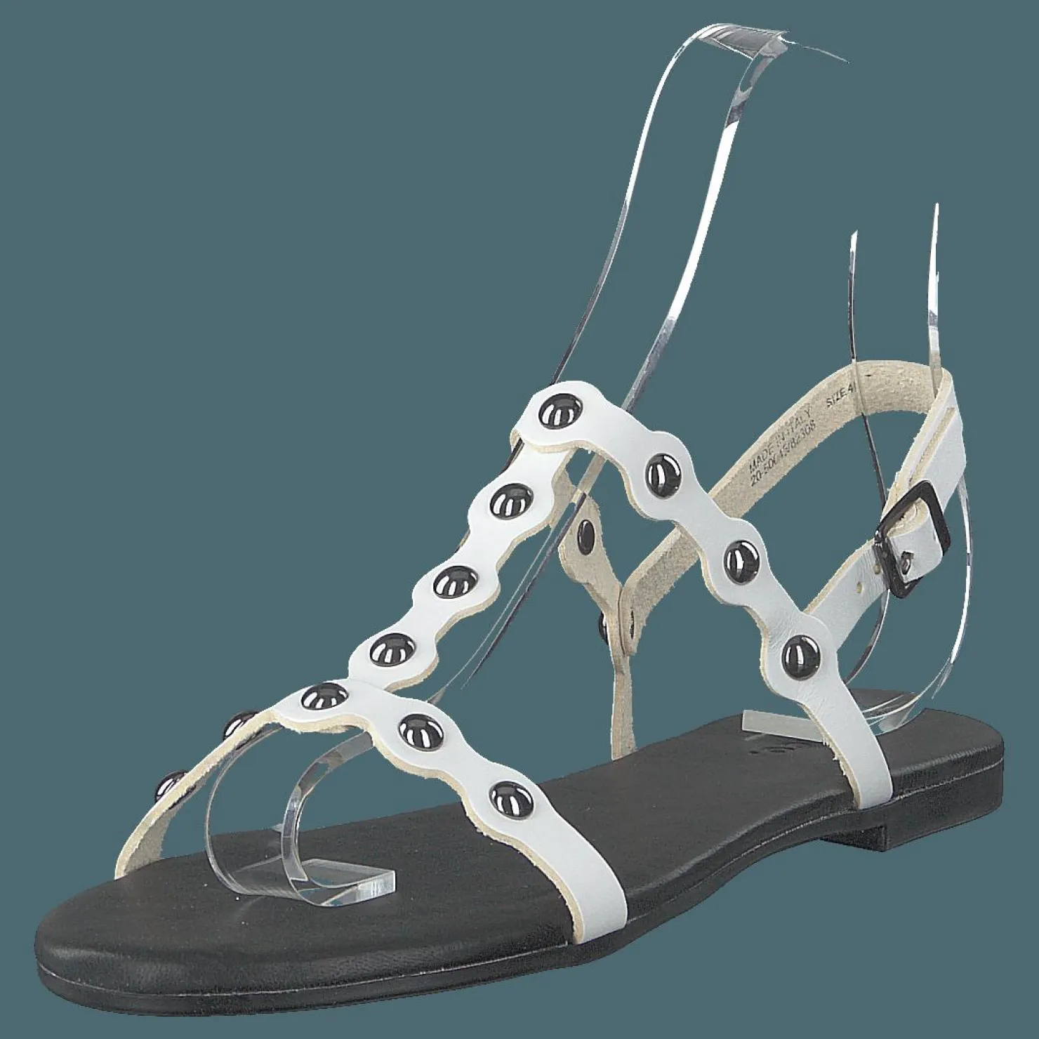 Bianco Bitt Leather Studs Sandal 800 - White Grå Clearance