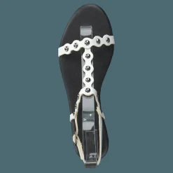 Bianco Bitt Leather Studs Sandal 800 - White Grå Clearance