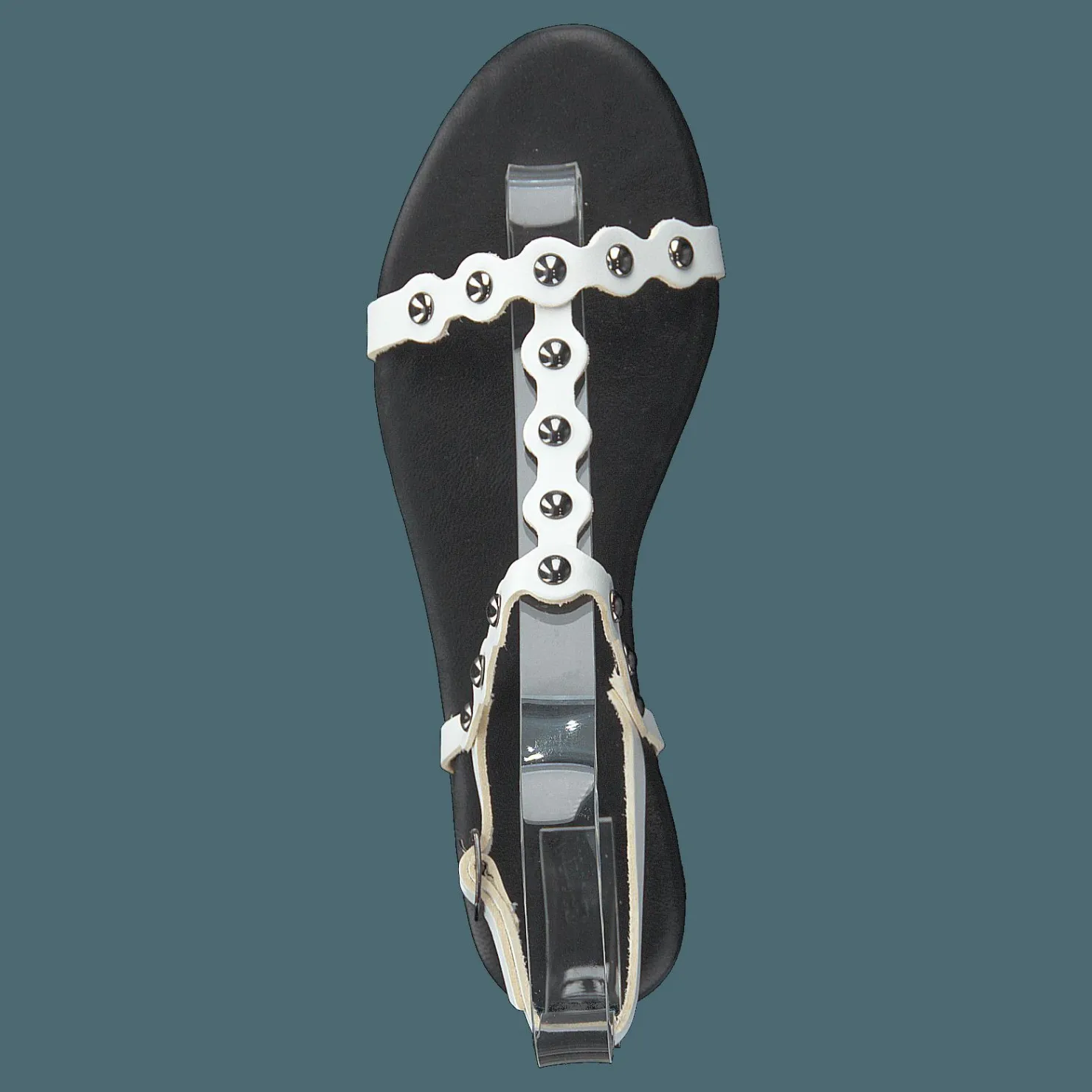 Bianco Bitt Leather Studs Sandal 800 - White Grå Clearance
