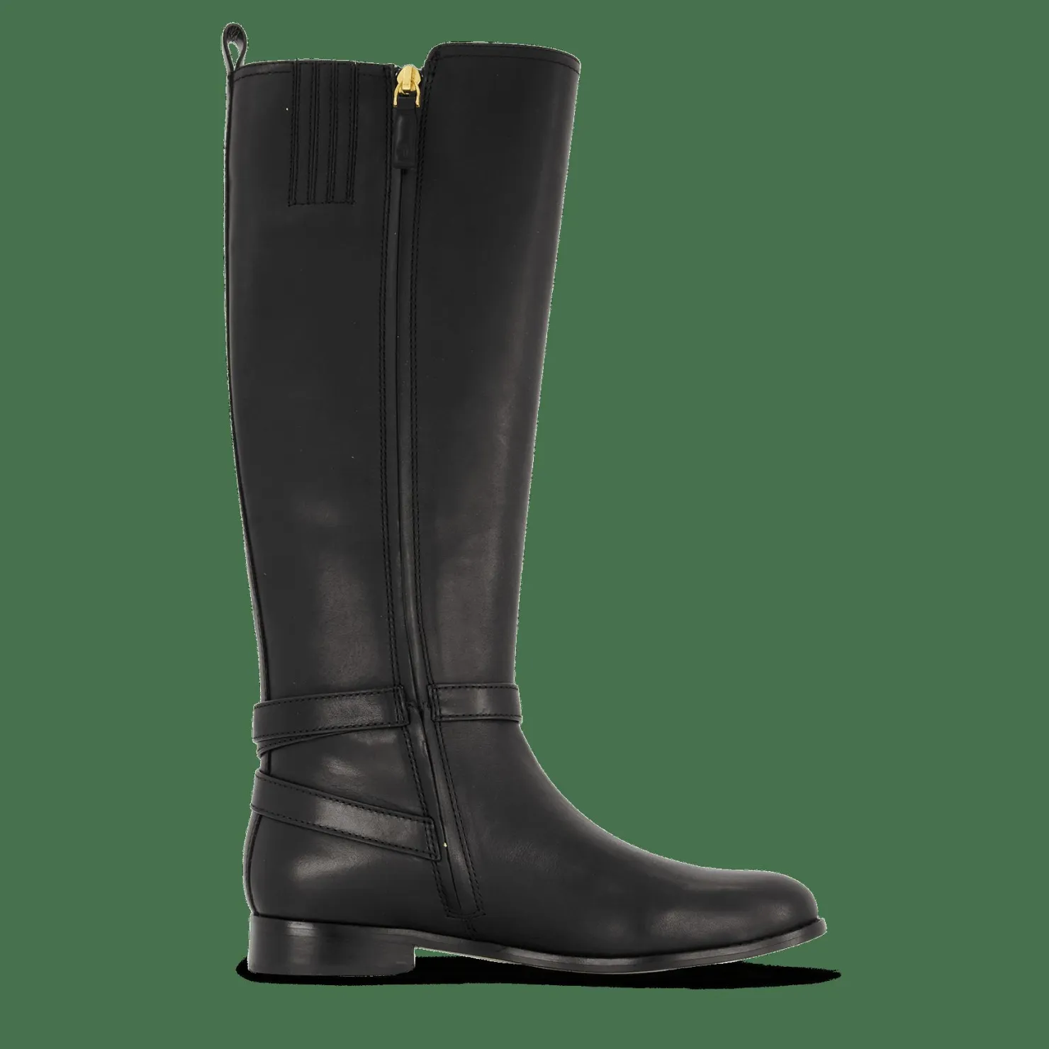 Lauren Ralph Lauren Blayke Burnished Leather Tall Boot Black Svart Online