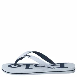 Polo Ralph Lauren Bolt Logo Flip-Flop White / Newport Navy Vit Discount