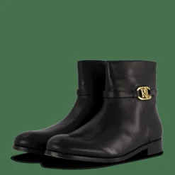 Lauren Ralph Lauren Briela Burnished Leather Bootie Black Svart Hot