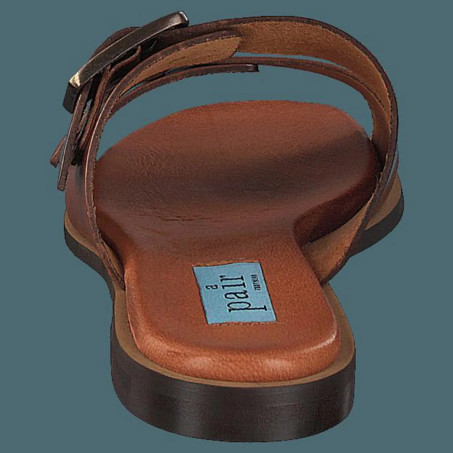 A Pair Buckles Square Flat Cognac Brun Hot