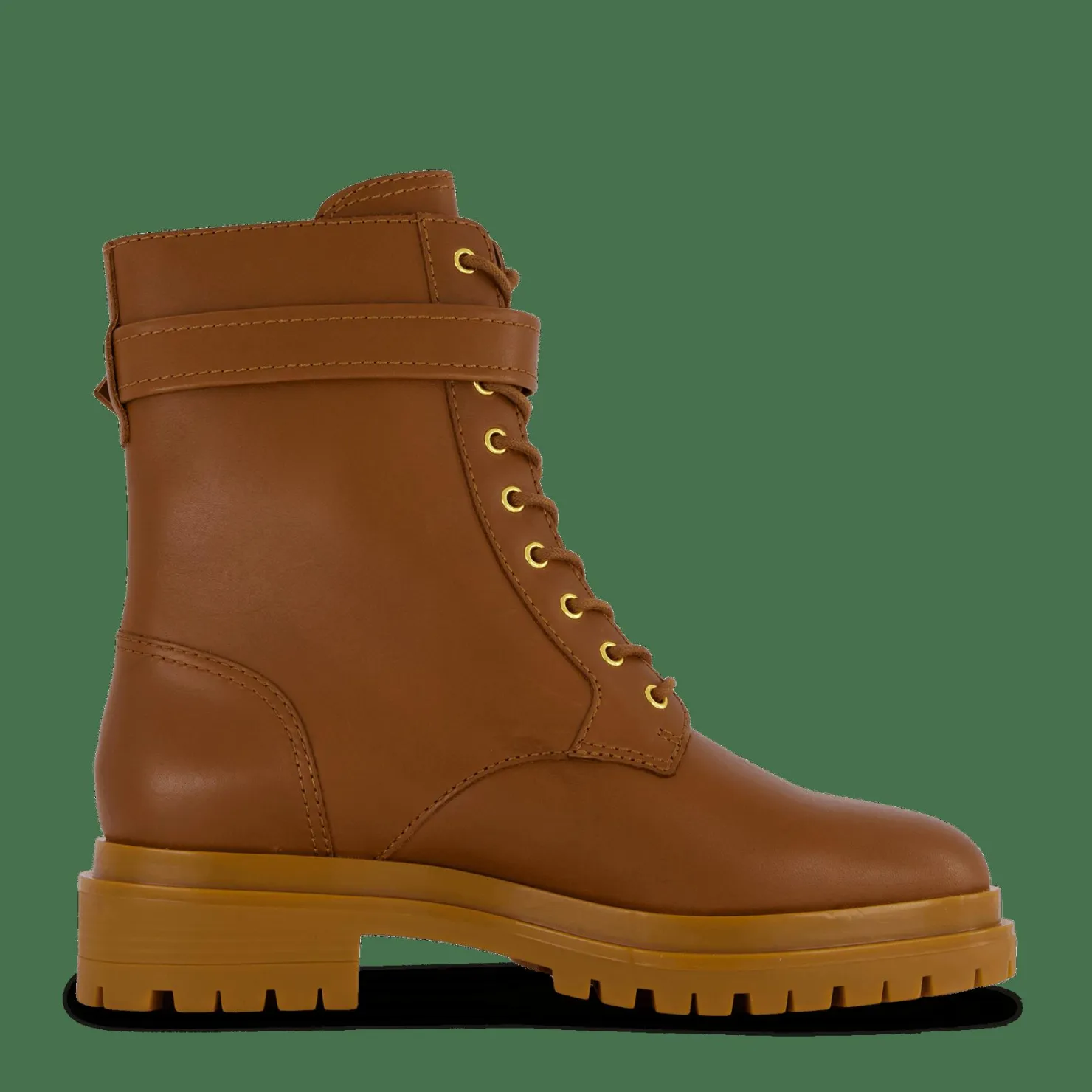 Lauren Ralph Lauren Cammie Burnished Leather Boot Deep Saddle Tan Brun Outlet