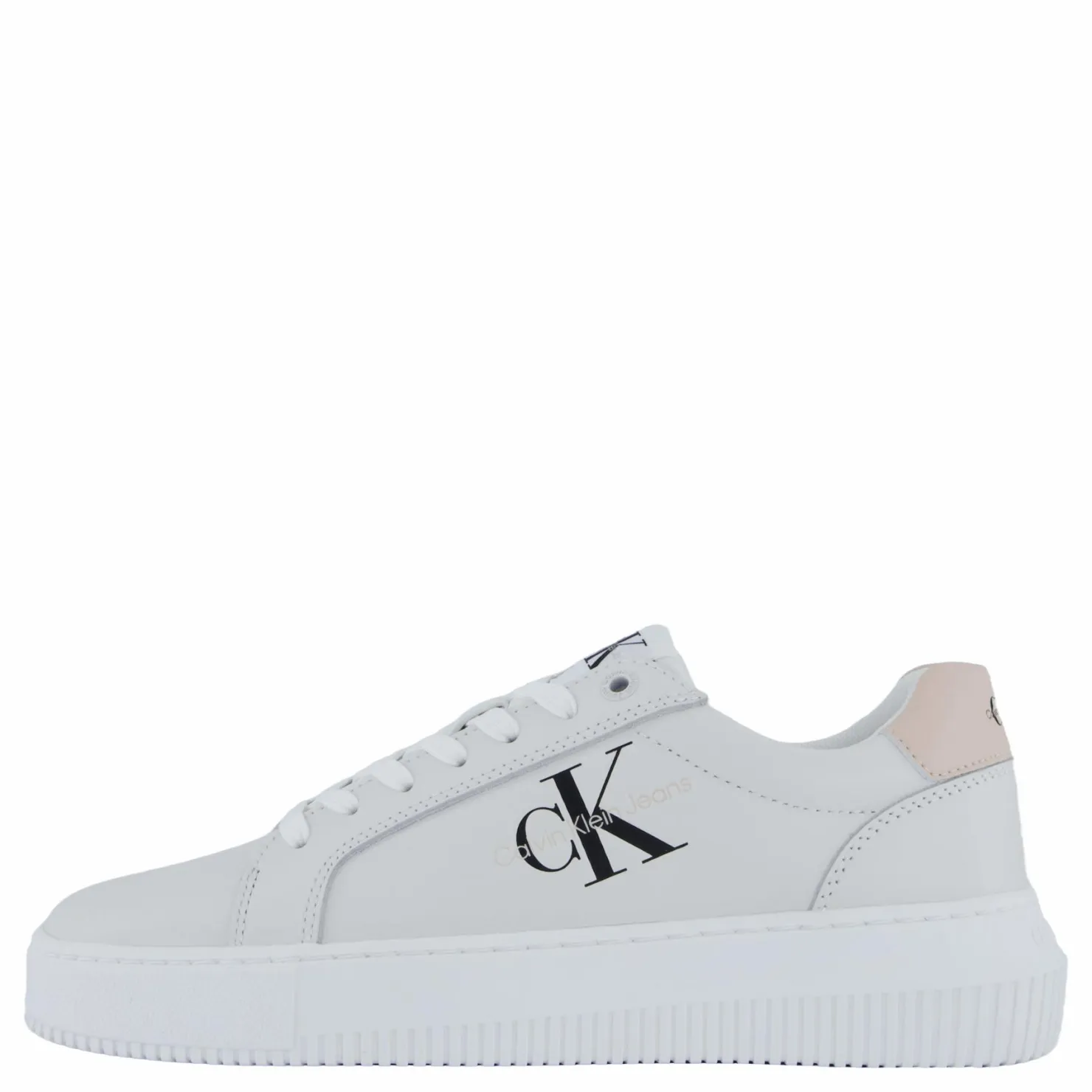 Calvin Klein Chunky Cupsole Mono Lth Wn Bright White/whisper Pink Vit