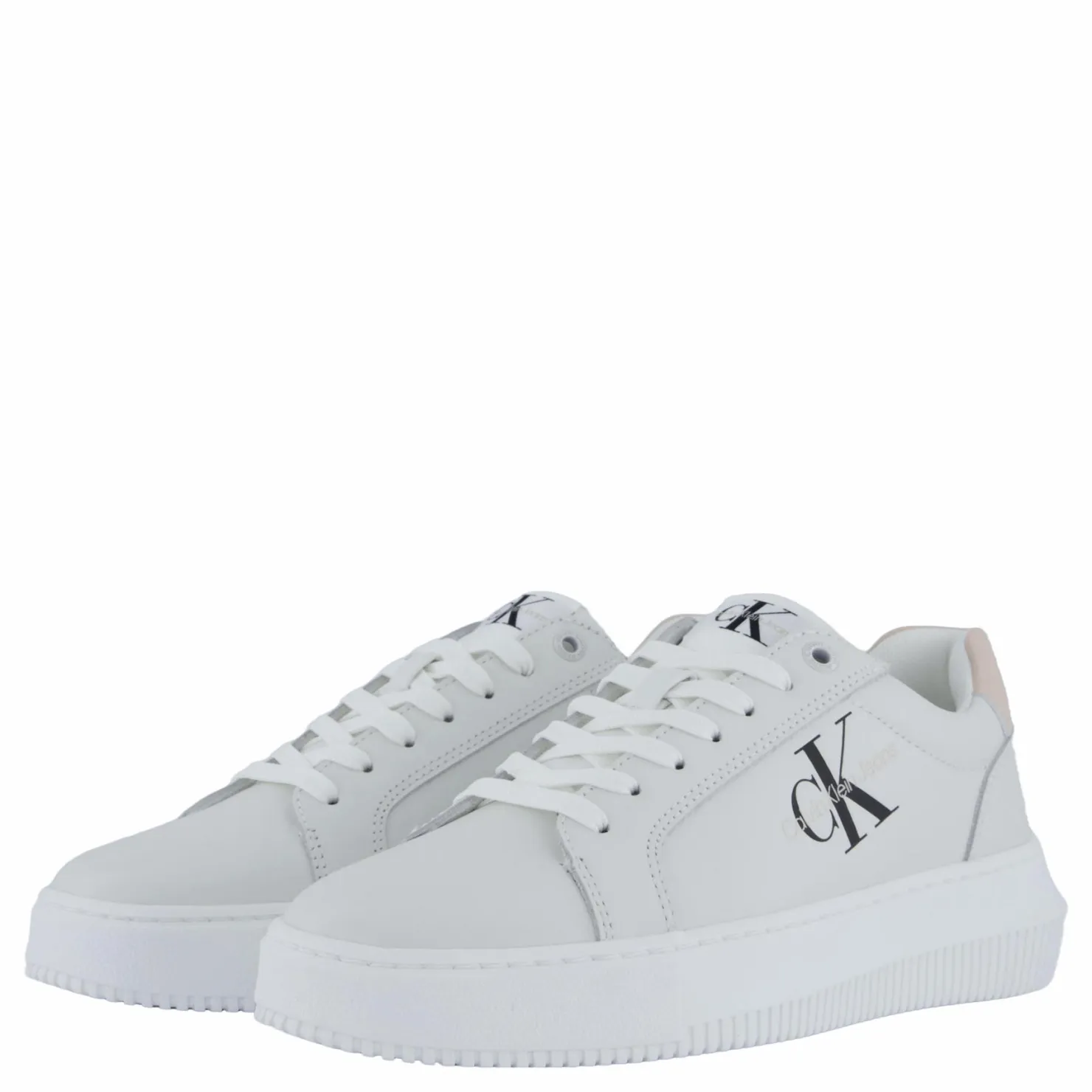 Calvin Klein Chunky Cupsole Mono Lth Wn Bright White/whisper Pink Vit