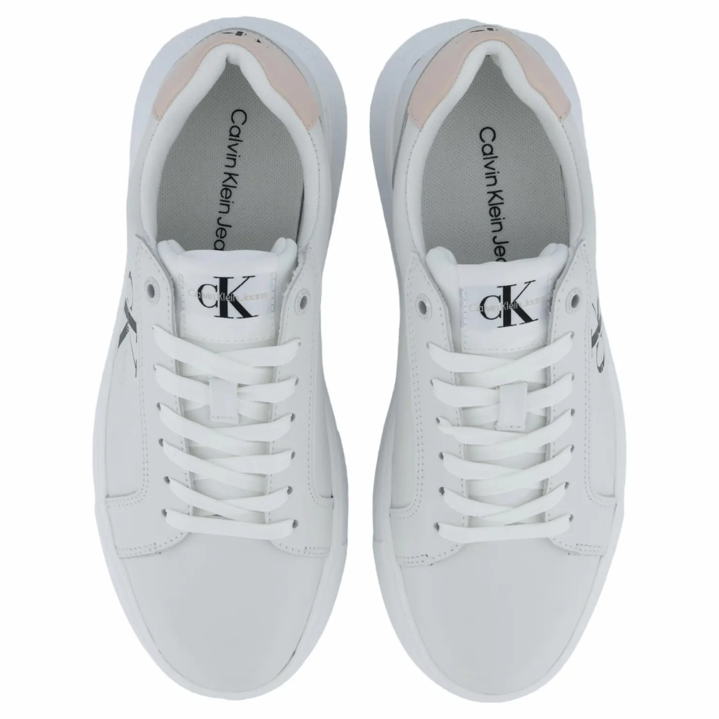 Calvin Klein Chunky Cupsole Mono Lth Wn Bright White/whisper Pink Vit