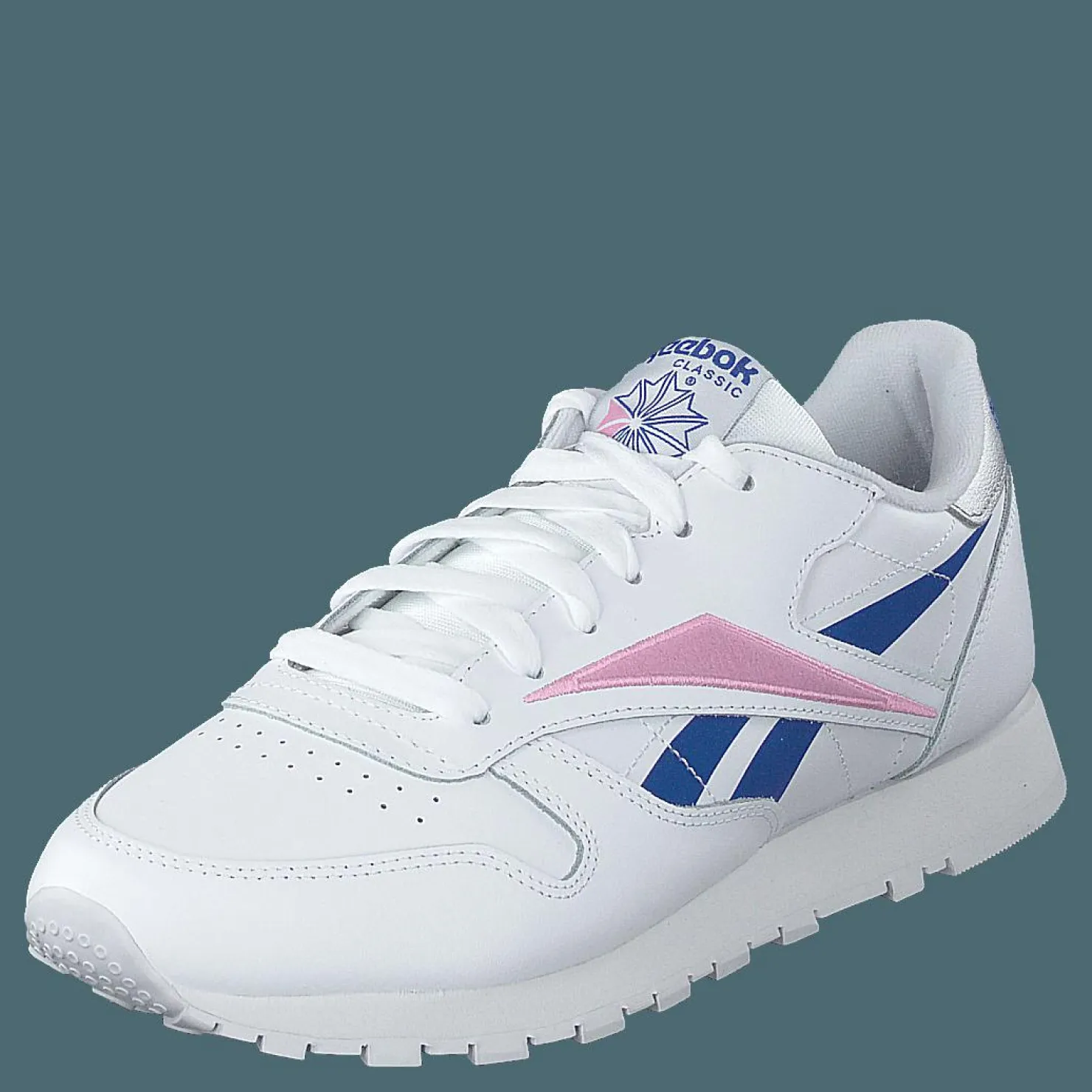 Reebok Classic Cl Lthr White/humble Blue/jasmine Pink Vit Sale