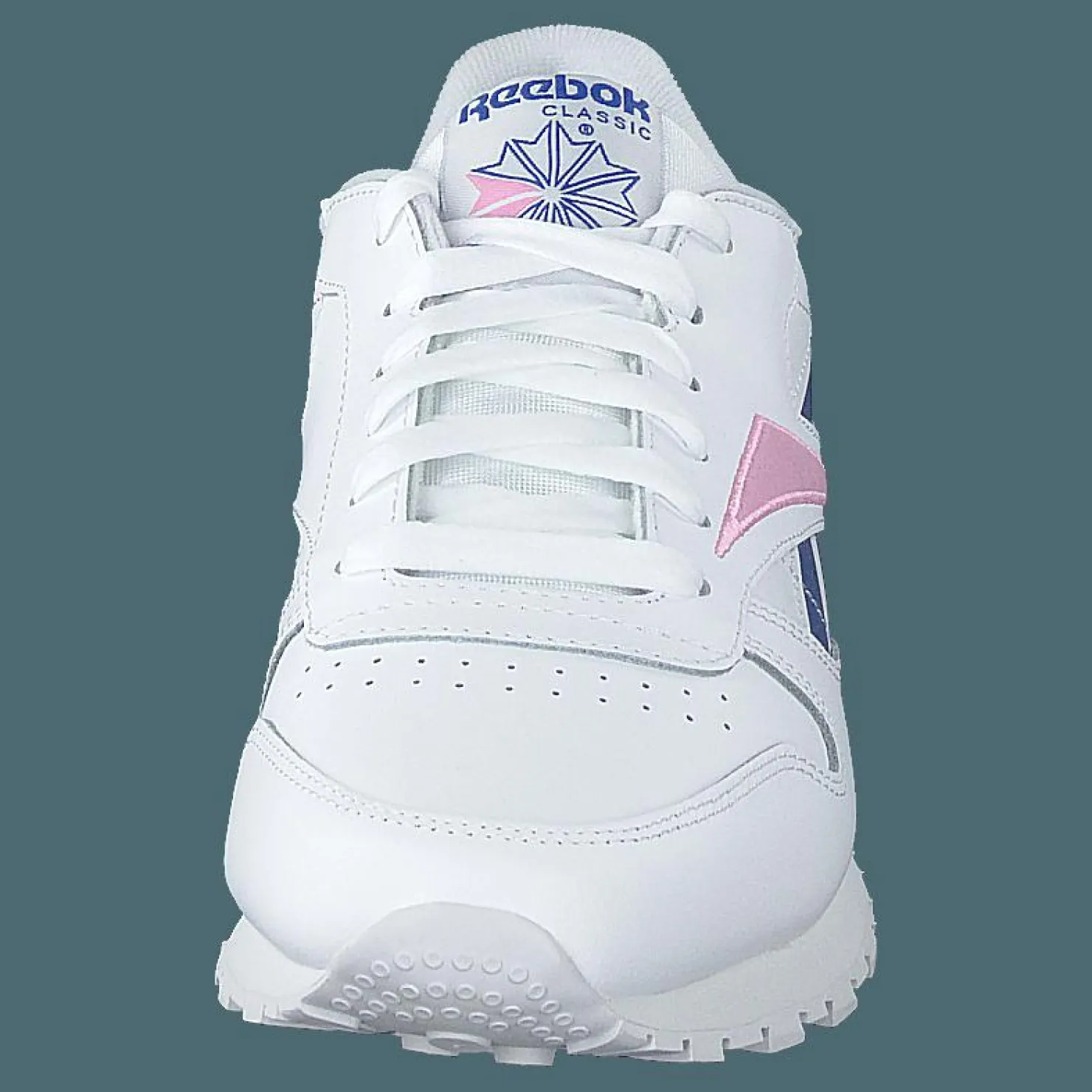 Reebok Classic Cl Lthr White/humble Blue/jasmine Pink Vit Sale