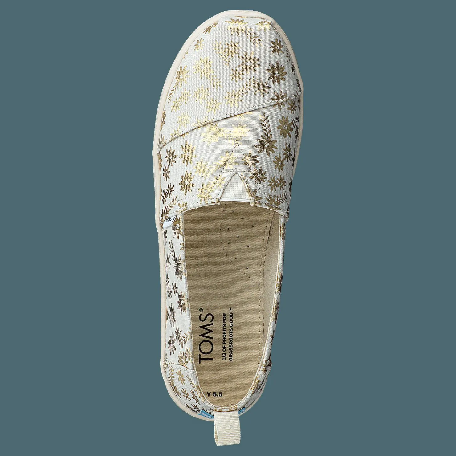 Toms Classic Alp Foil Floral Blooms Natural Gold Beige och Grå New