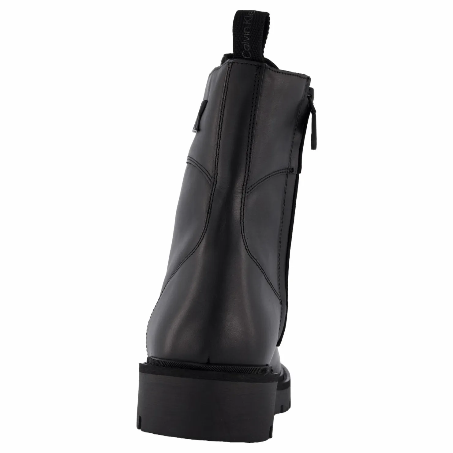 Calvin Klein Combat Boot Mid Zip Lth In Cal Triple Black Svart New