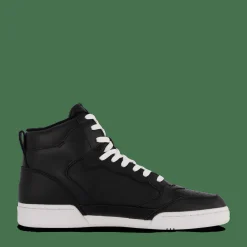 Polo Ralph Lauren Court Leather High-Top Sneaker Black / White PP Svart Discount