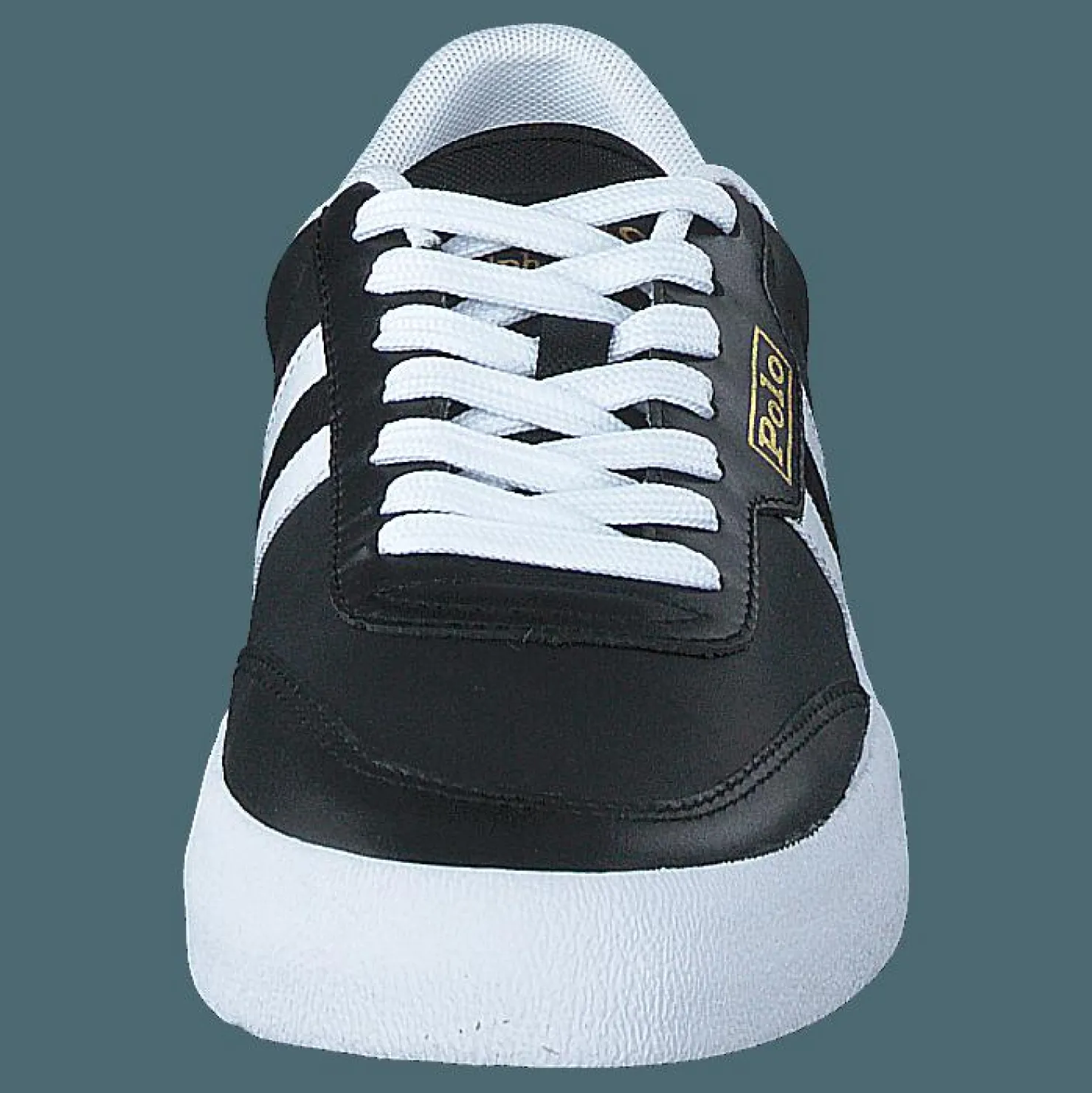 Polo Ralph Lauren Court Leather Sneaker Black/White Svart Outlet