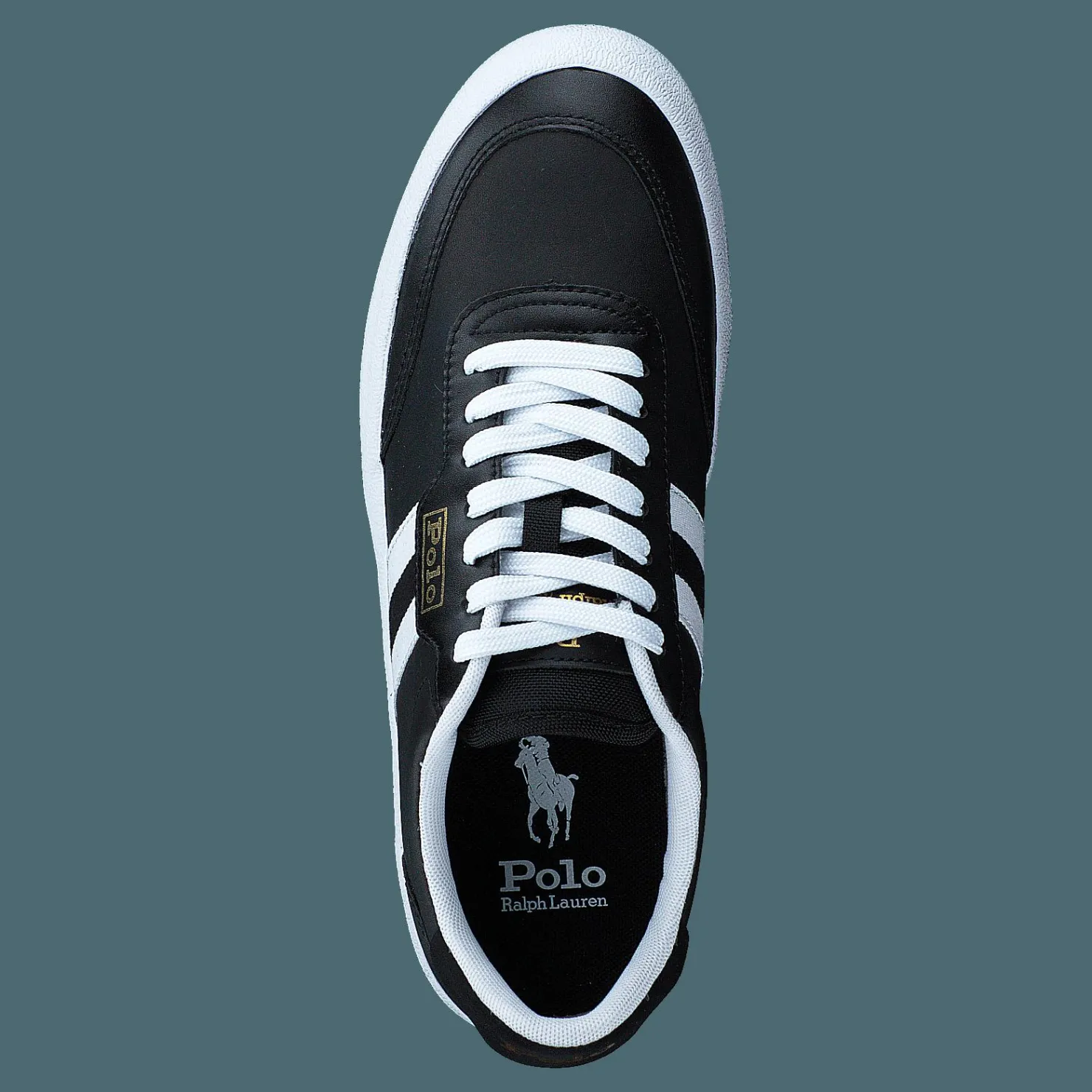 Polo Ralph Lauren Court Leather Sneaker Black/White Svart Outlet