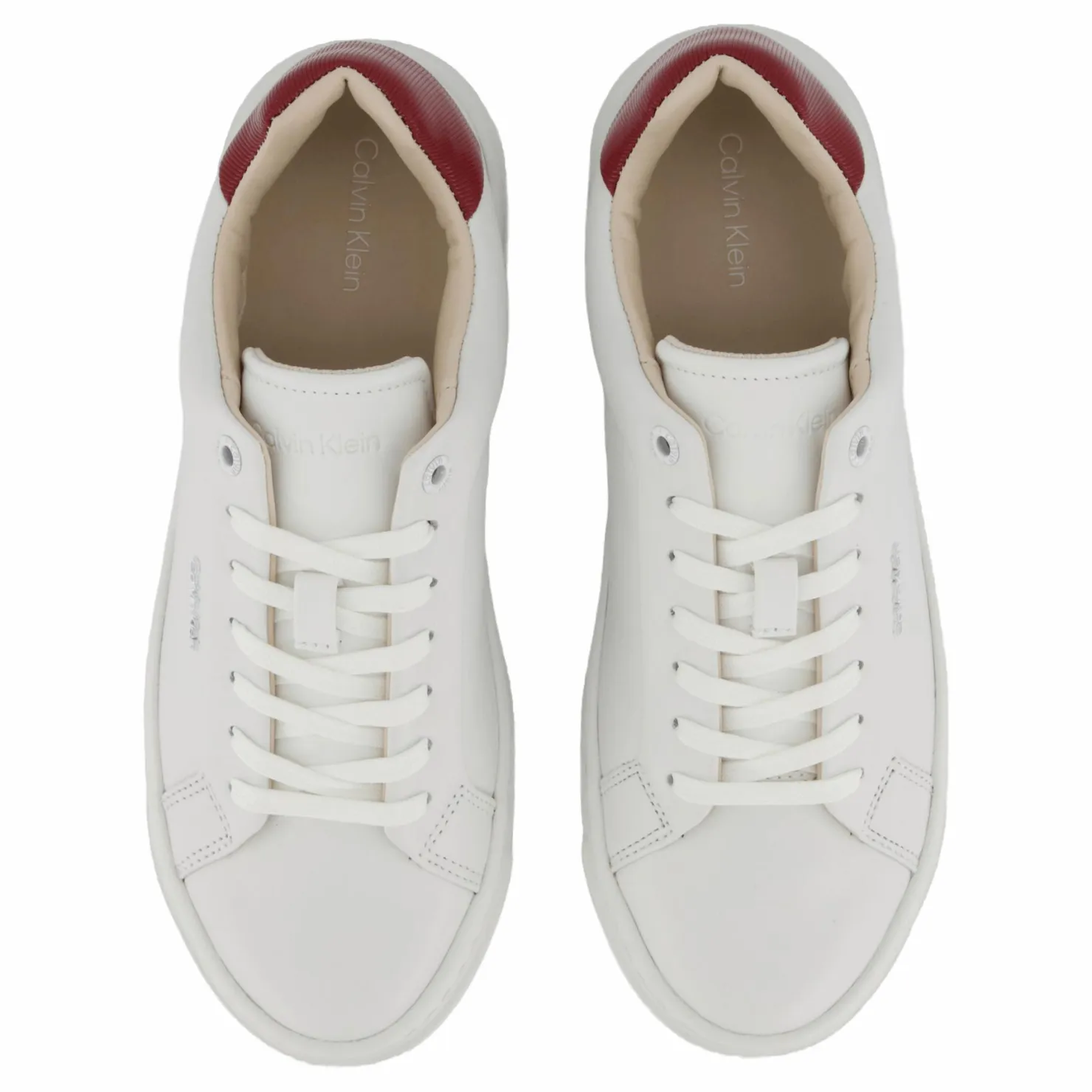 Calvin Klein Cupsole Lace Up W/ml Lth Bright White/winery Vit Online