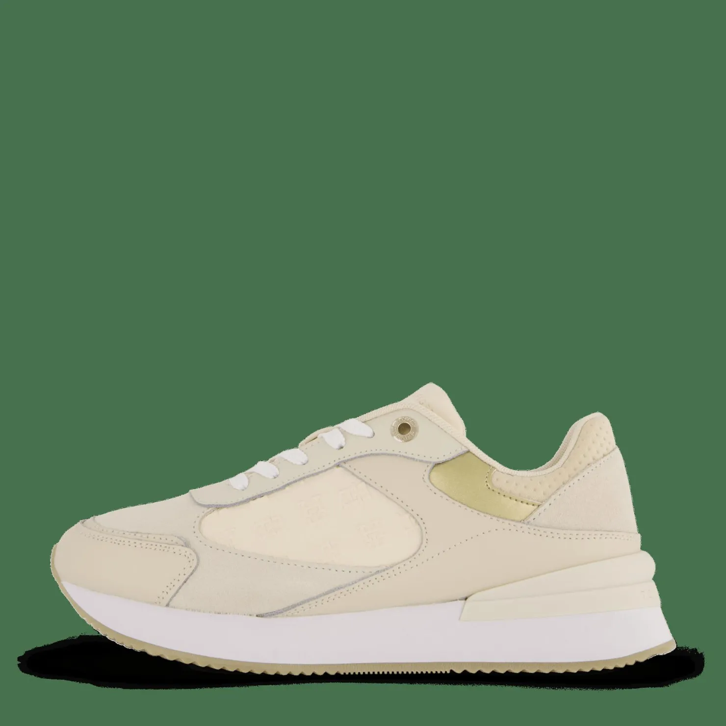 Tommy Hilfiger Elevated Embossed Runner Gold Sugarcane Beige New
