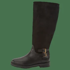 Lauren Ralph Lauren Emelie Leather & Suede Riding Boot Black/Black Svart Sale