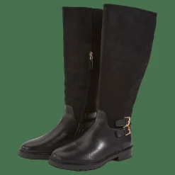 Lauren Ralph Lauren Emelie Leather & Suede Riding Boot Black/Black Svart Sale