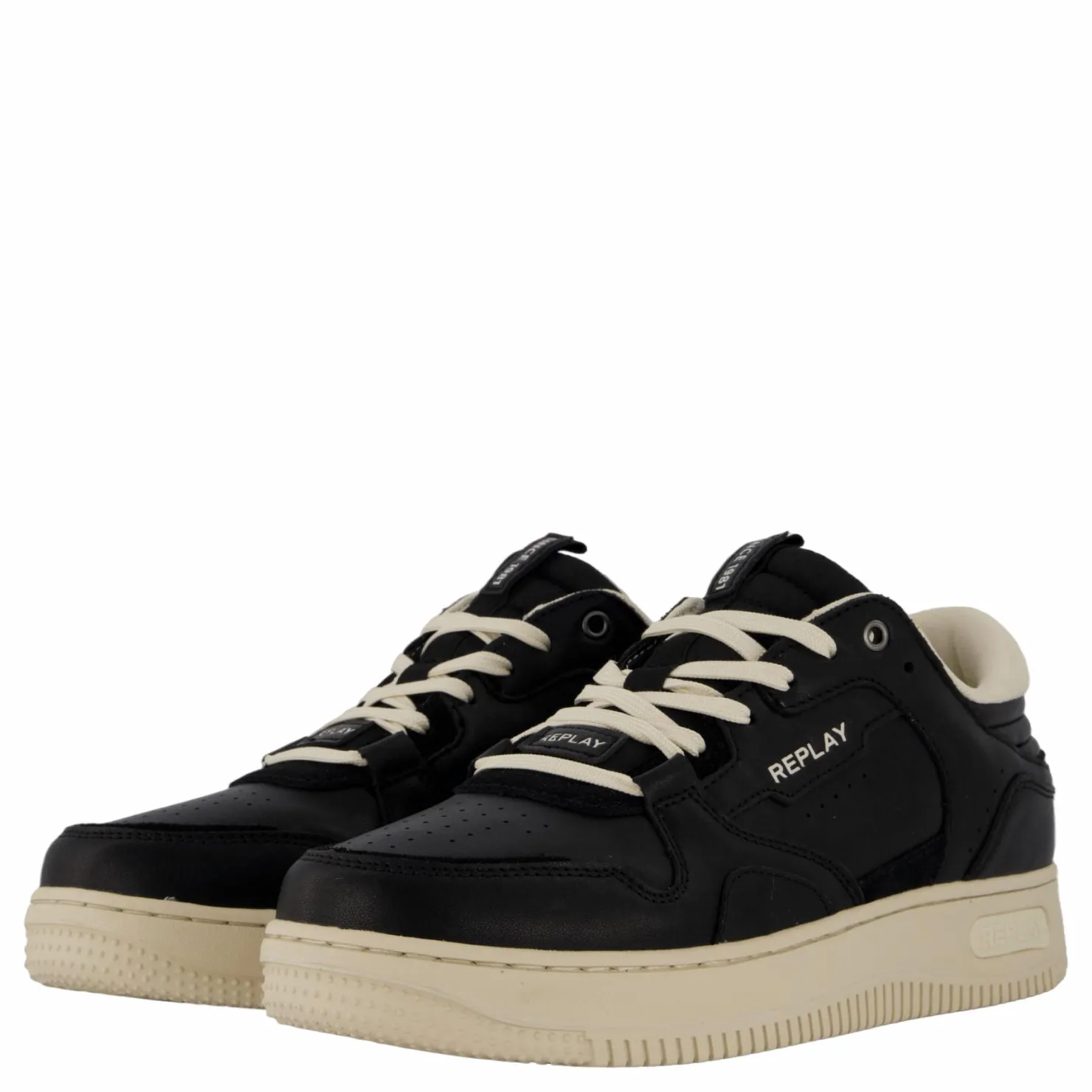 Replay Epic Base Man Sneaker Black Off Wht Svart New
