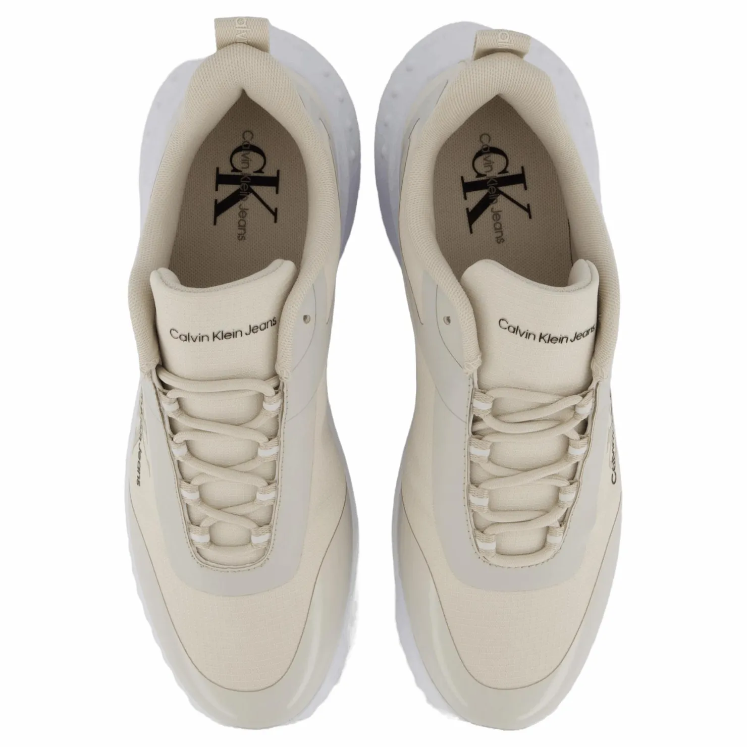 Calvin Klein Eva Runner Low Lace Mix Ml Wn Eggshell/creamy White Vit New