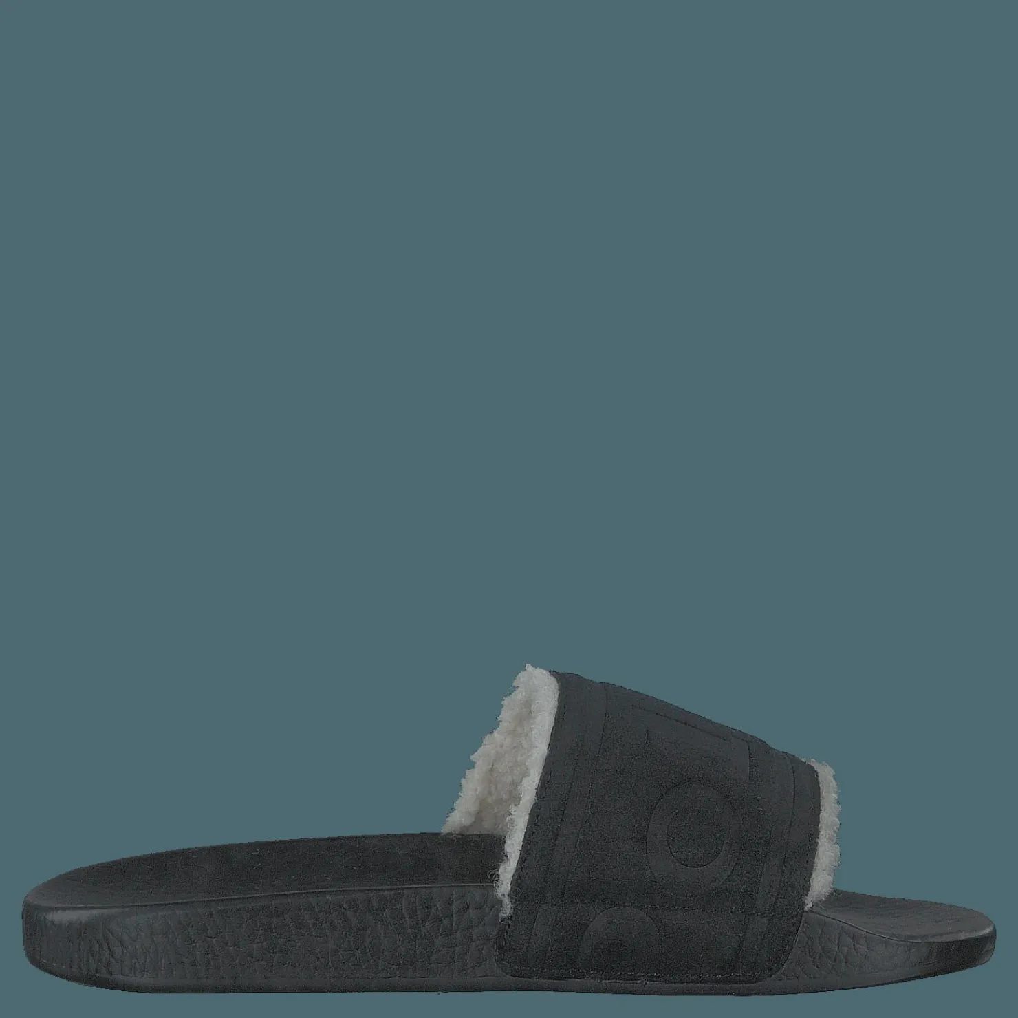 Polo Ralph Lauren Faux-Shearling–Lined Suede Slide Black Svart Hot